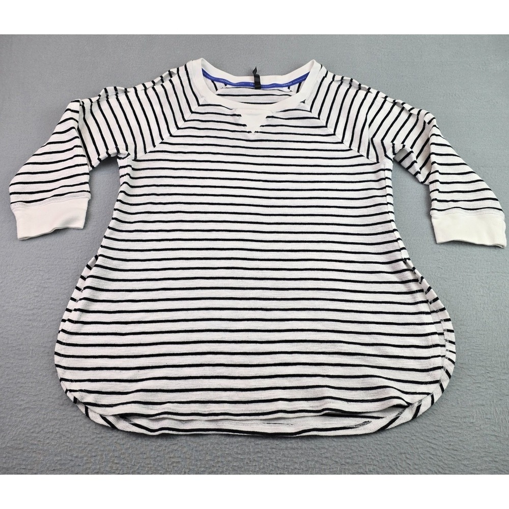 Calvin Klein Performance Lrg Black White Striped Long Sleeve Tunic Top Athletic